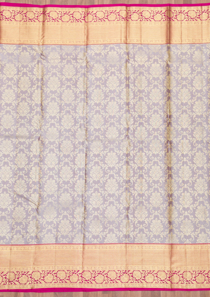 Grey Zariwork Pure Silk Saree-Koskii