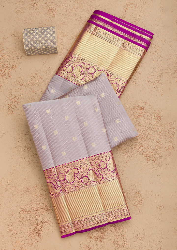 Grey Zariwork Pure Silk Saree-Koskii