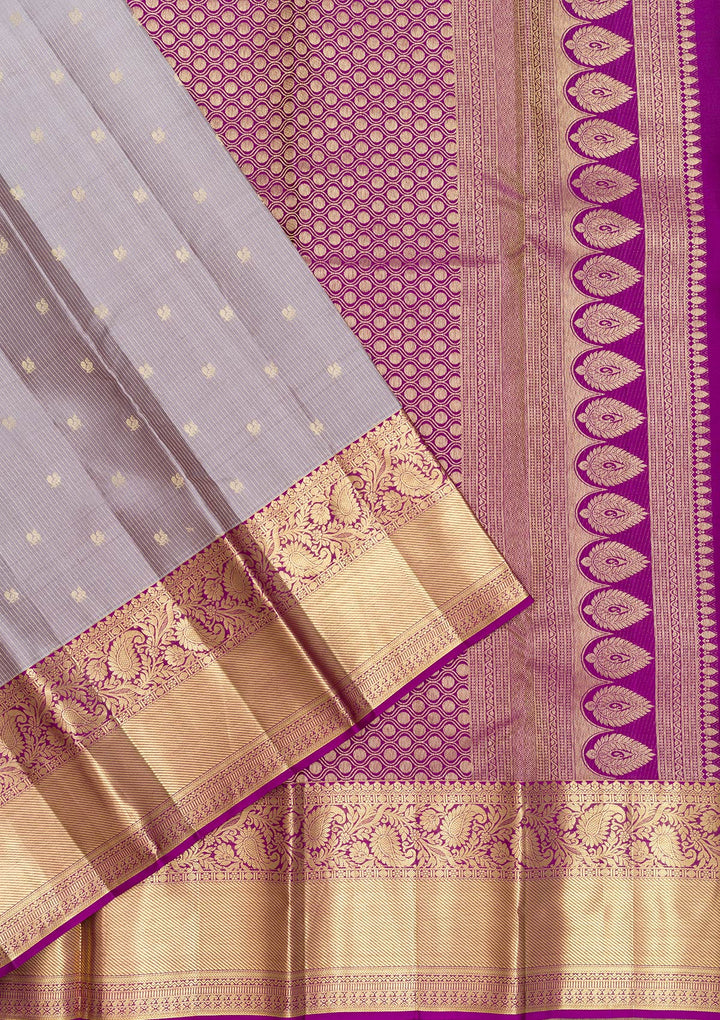 Grey Zariwork Pure Silk Saree-Koskii