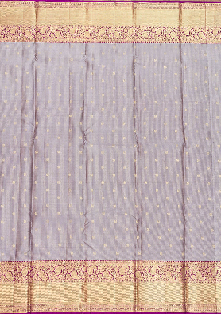 Grey Zariwork Pure Silk Saree-Koskii