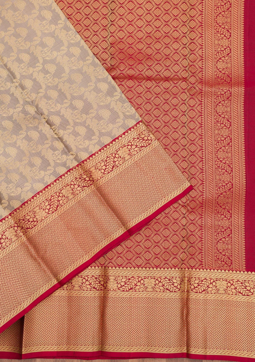 Grey Zariwork Pure Silk Saree-Koskii