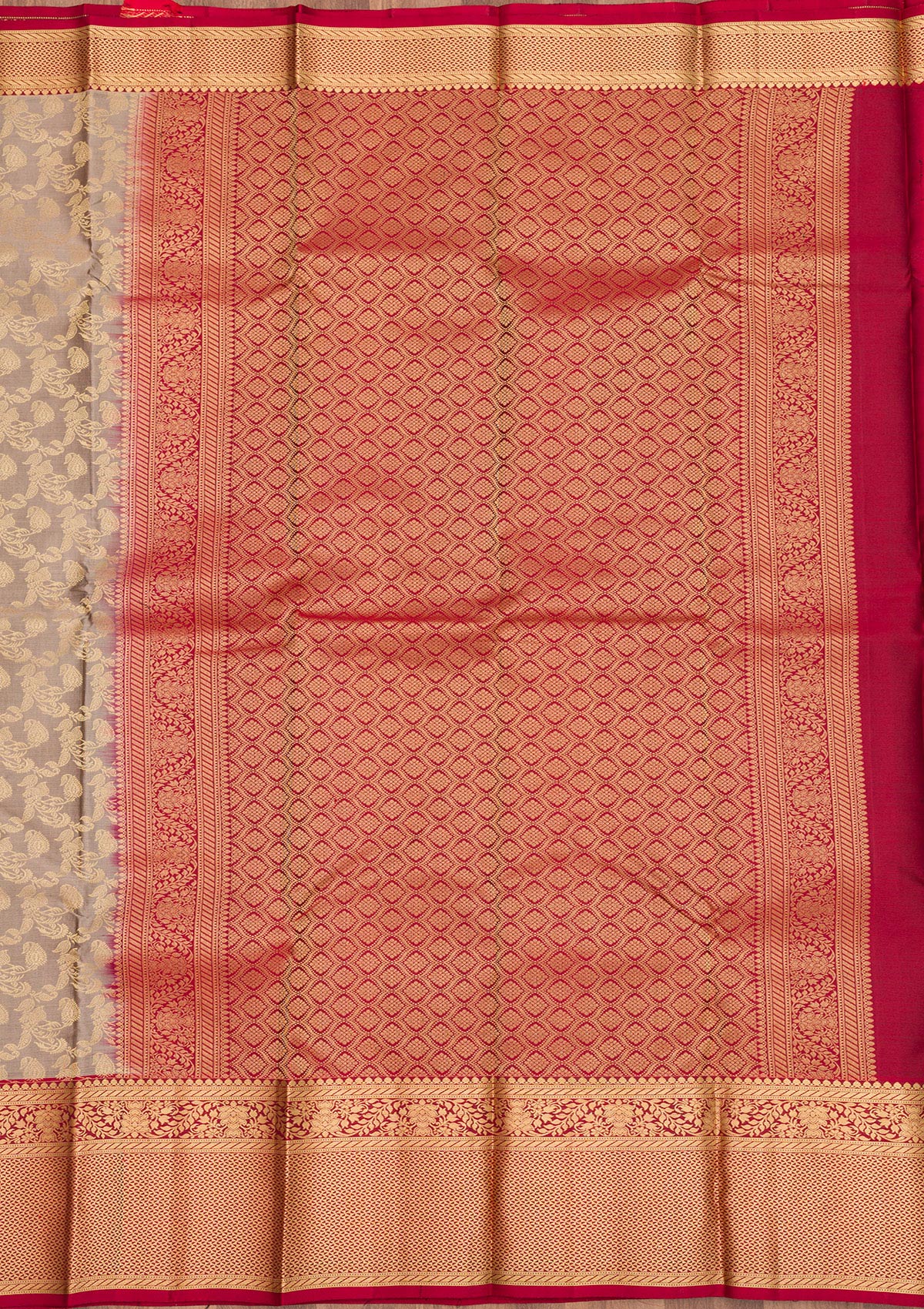 Grey Zariwork Pure Silk Saree-Koskii