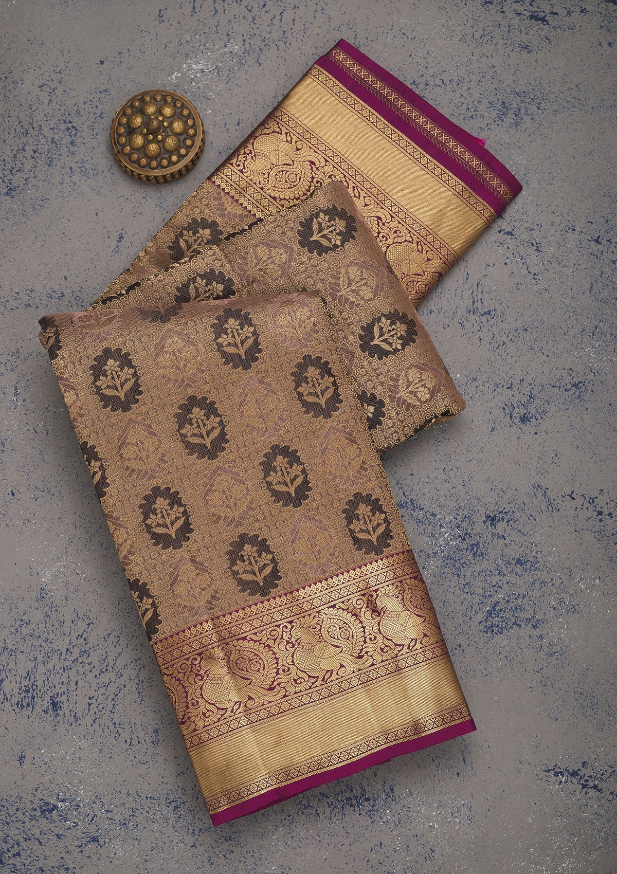 Grey Zariwork Pure Silk Saree-Koskii