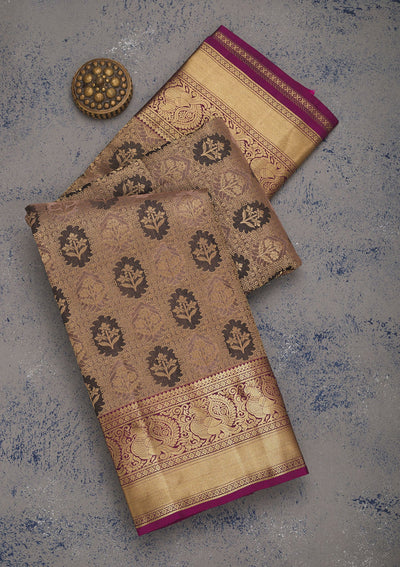 Grey Zariwork Pure Silk Saree-Koskii