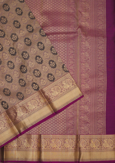 Grey Zariwork Pure Silk Saree-Koskii