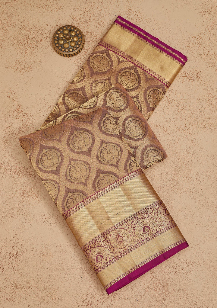 Grey Zariwork Pure Silk Saree-Koskii