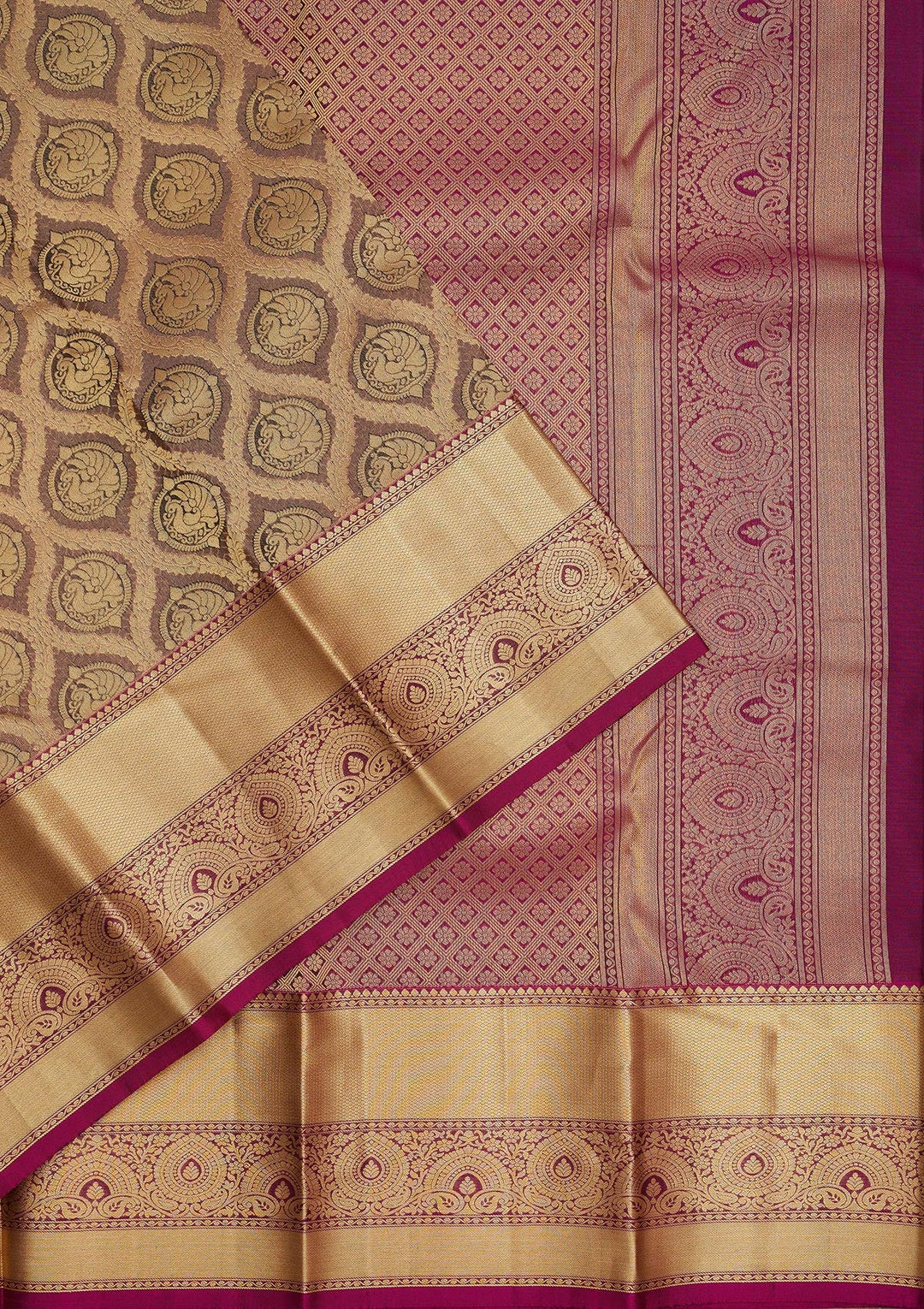 Grey Zariwork Pure Silk Saree-Koskii