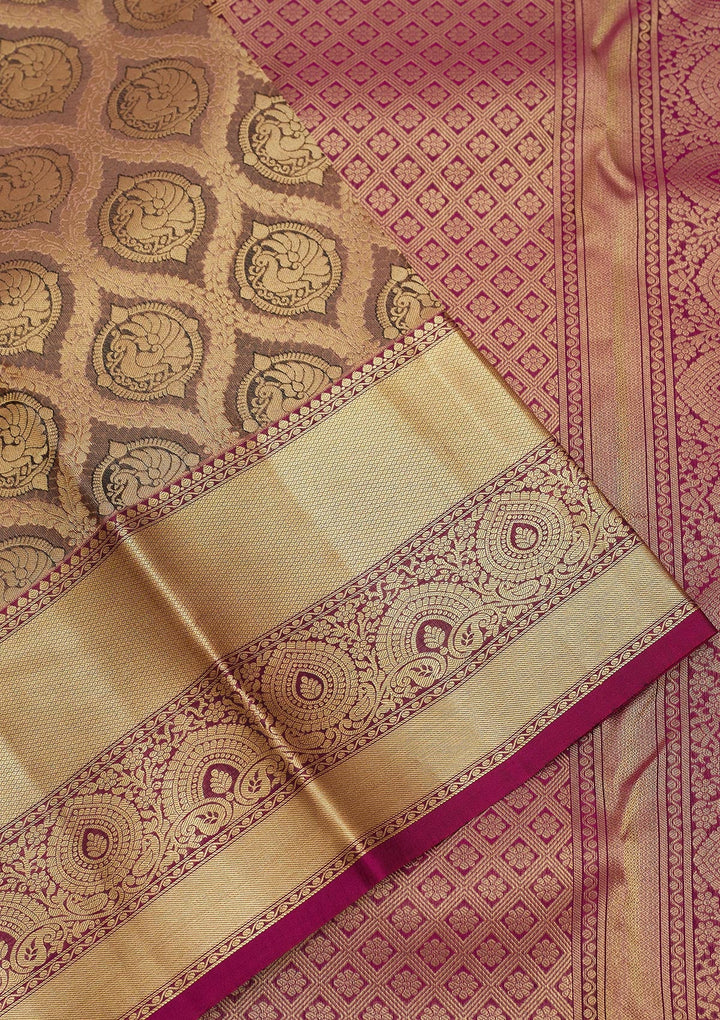 Grey Zariwork Pure Silk Saree-Koskii
