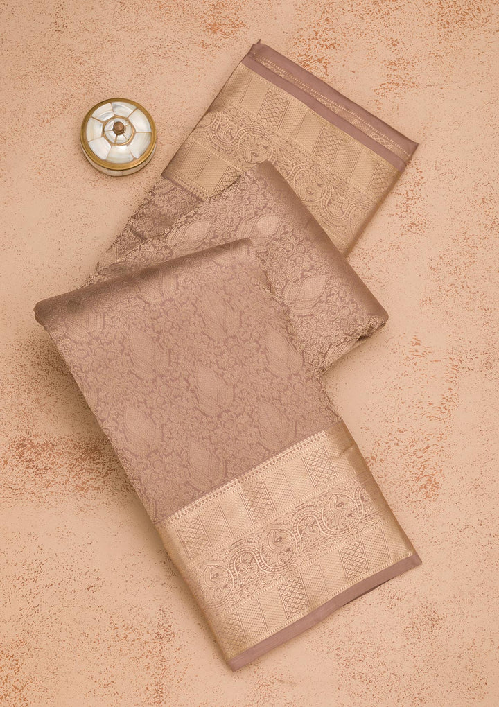 Grey Zariwork Pure Silk Saree-Koskii