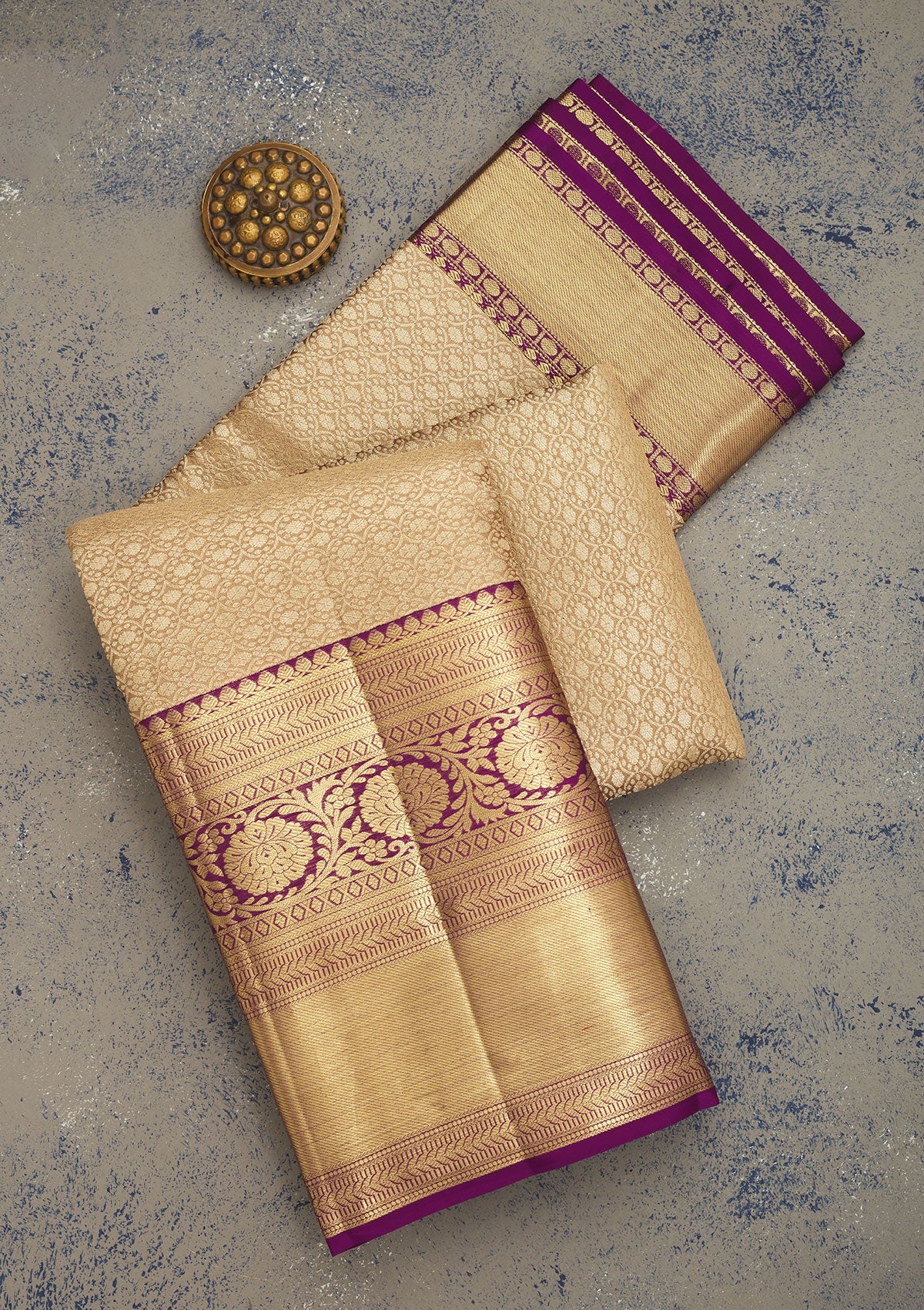 Beige Zariwork Pure Silk Saree-Koskii
