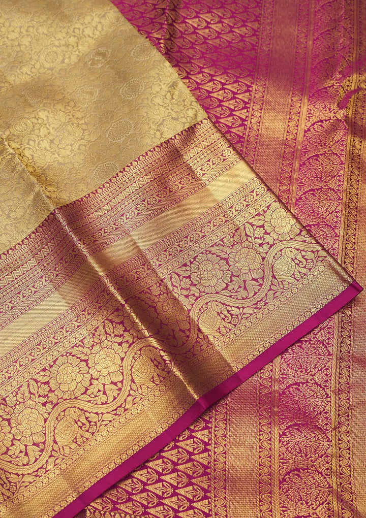 Grey Zariwork Pure Silk Saree-Koskii