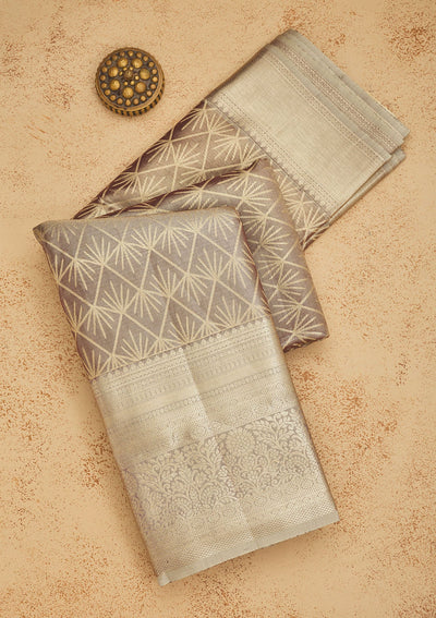 Grey Zariwork Pure Silk Saree-Koskii