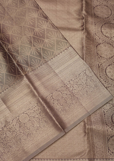 Grey Zariwork Pure Silk Saree-Koskii