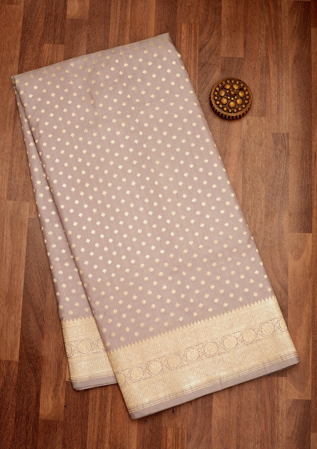Grey Zariwork Pure Silk Saree-Koskii