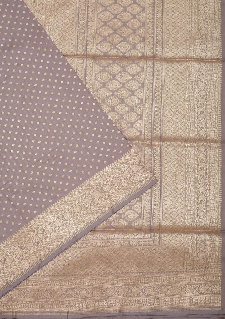 Grey Zariwork Pure Silk Saree-Koskii