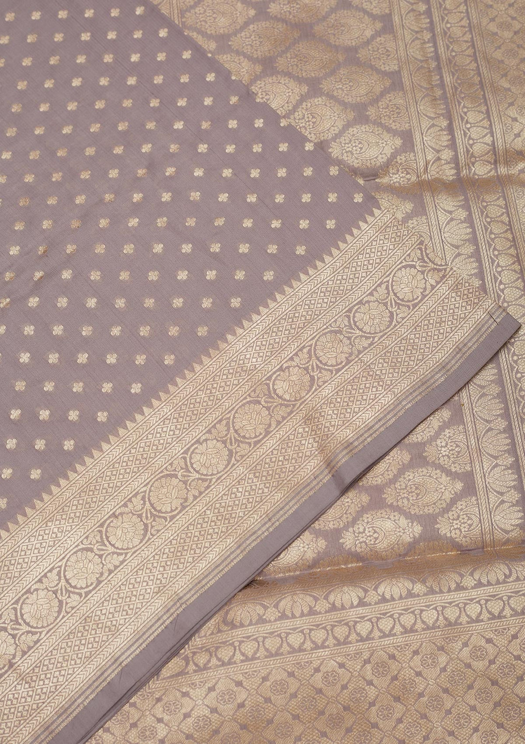 Grey Zariwork Pure Silk Saree-Koskii