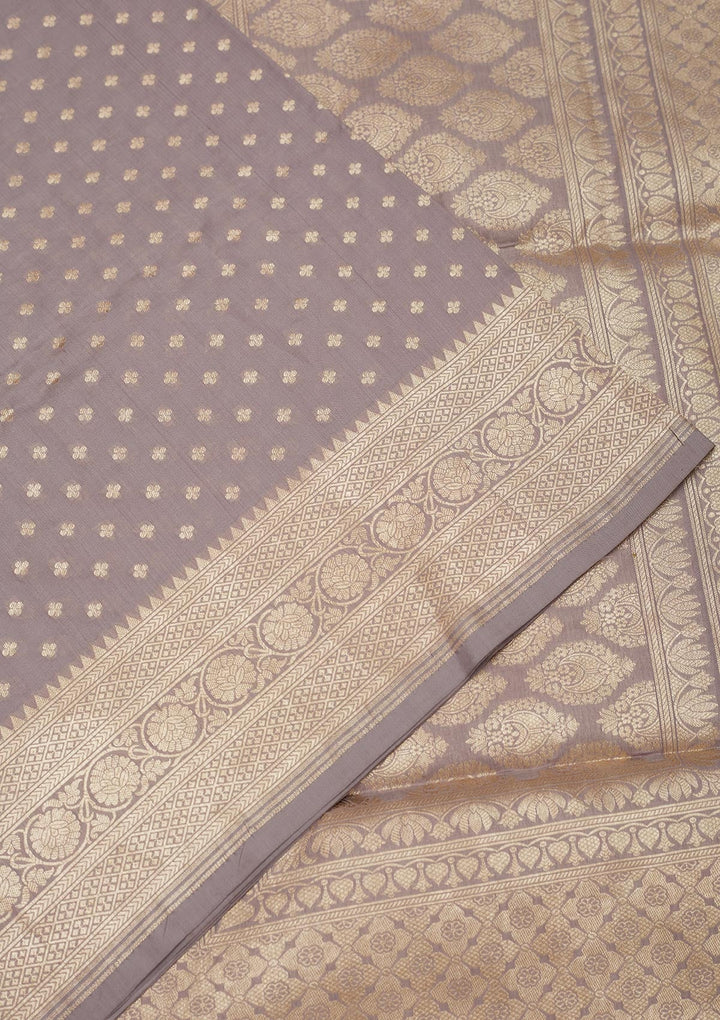 Grey Zariwork Pure Silk Saree-Koskii
