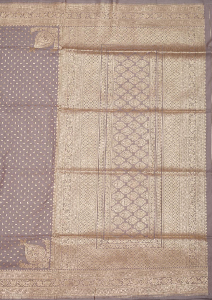 Grey Zariwork Pure Silk Saree-Koskii