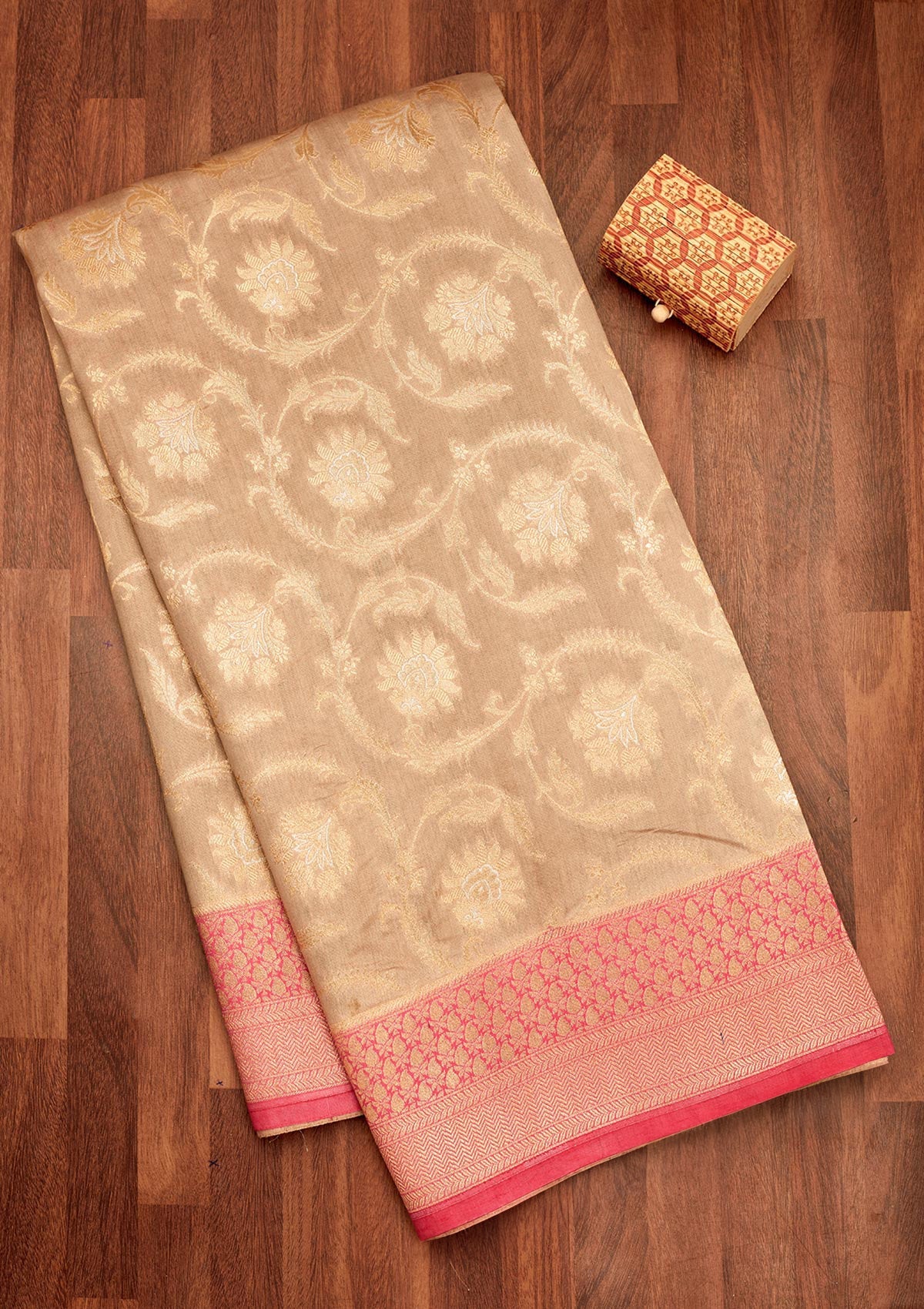 Grey Zariwork Pure Silk Saree-Koskii