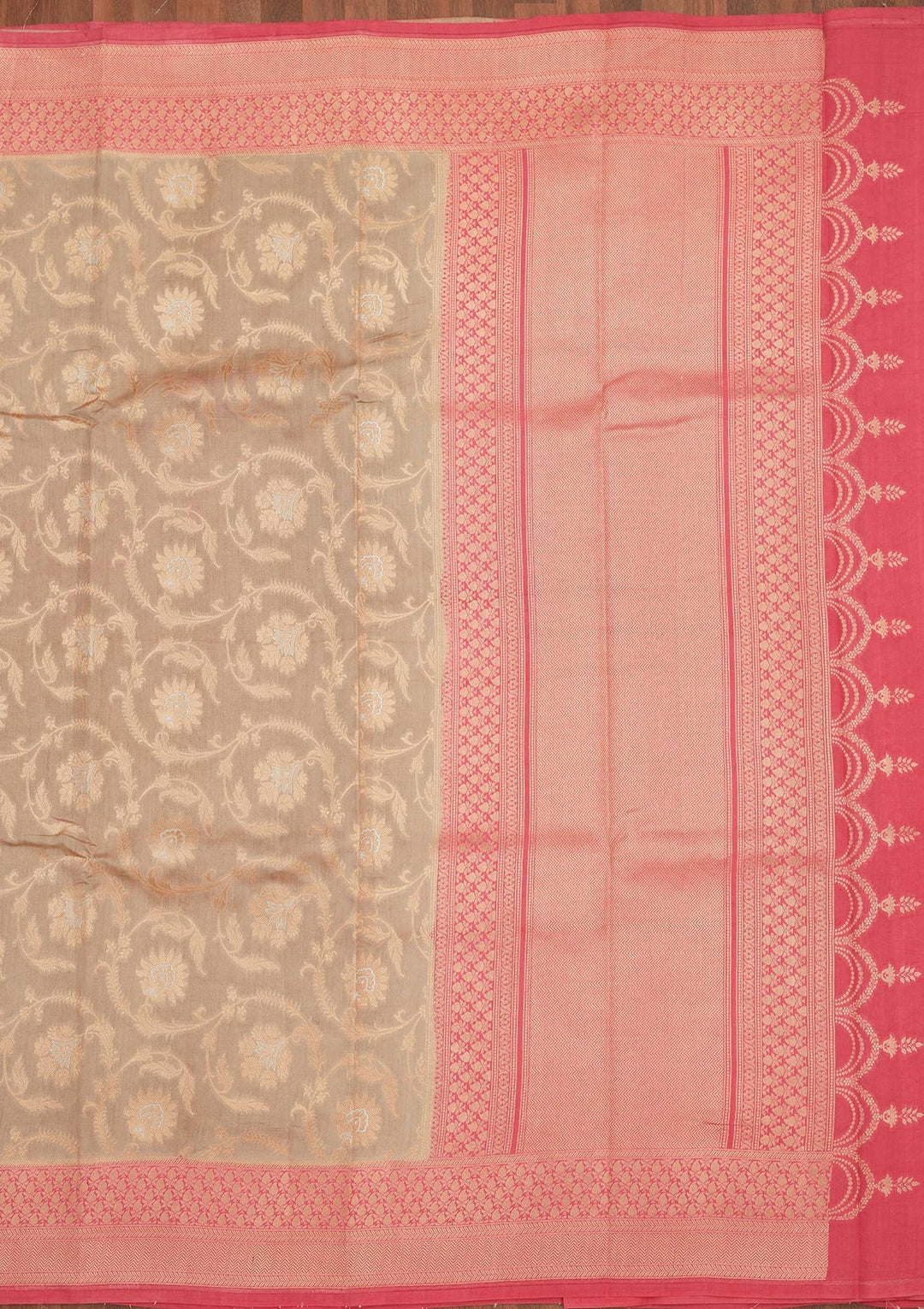 Grey Zariwork Pure Silk Saree-Koskii