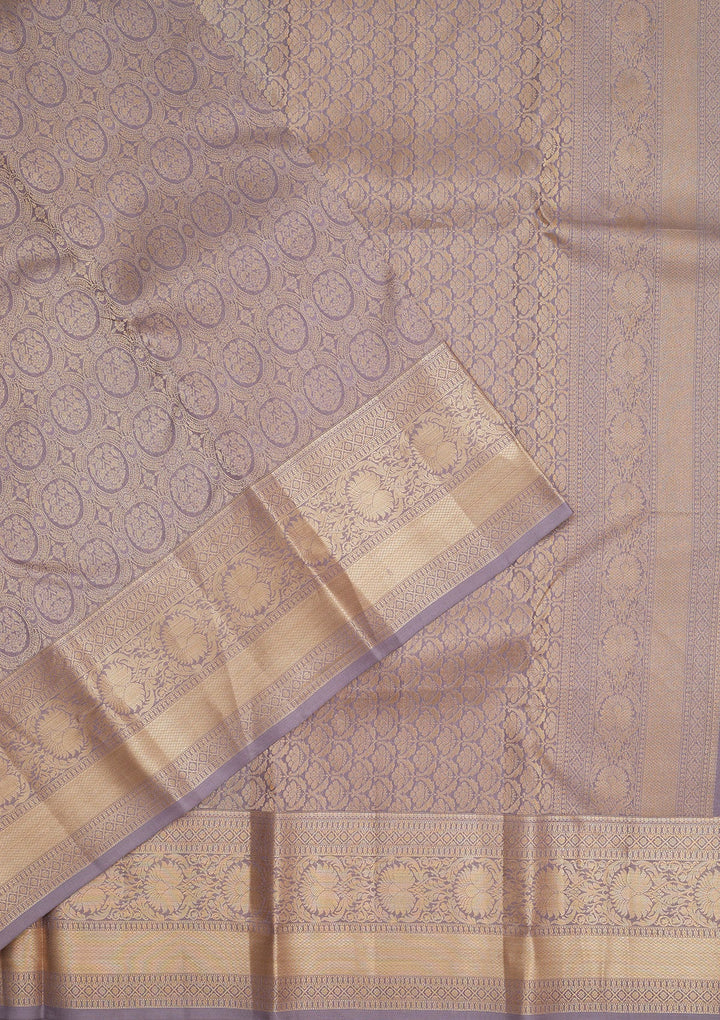 Grey Zariwork Pure Silk Saree-Koskii