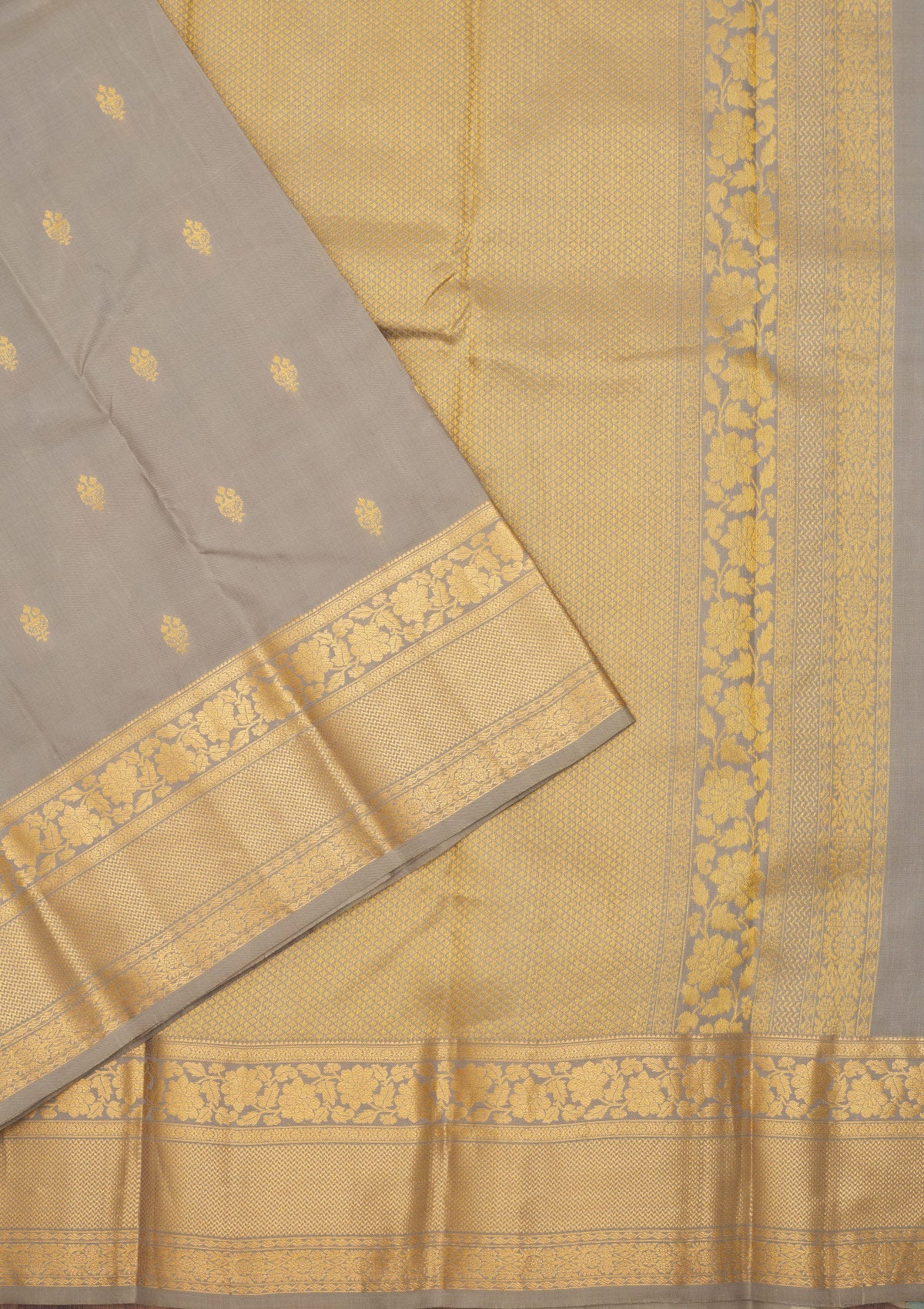 Grey Zariwork Pure Silk Saree