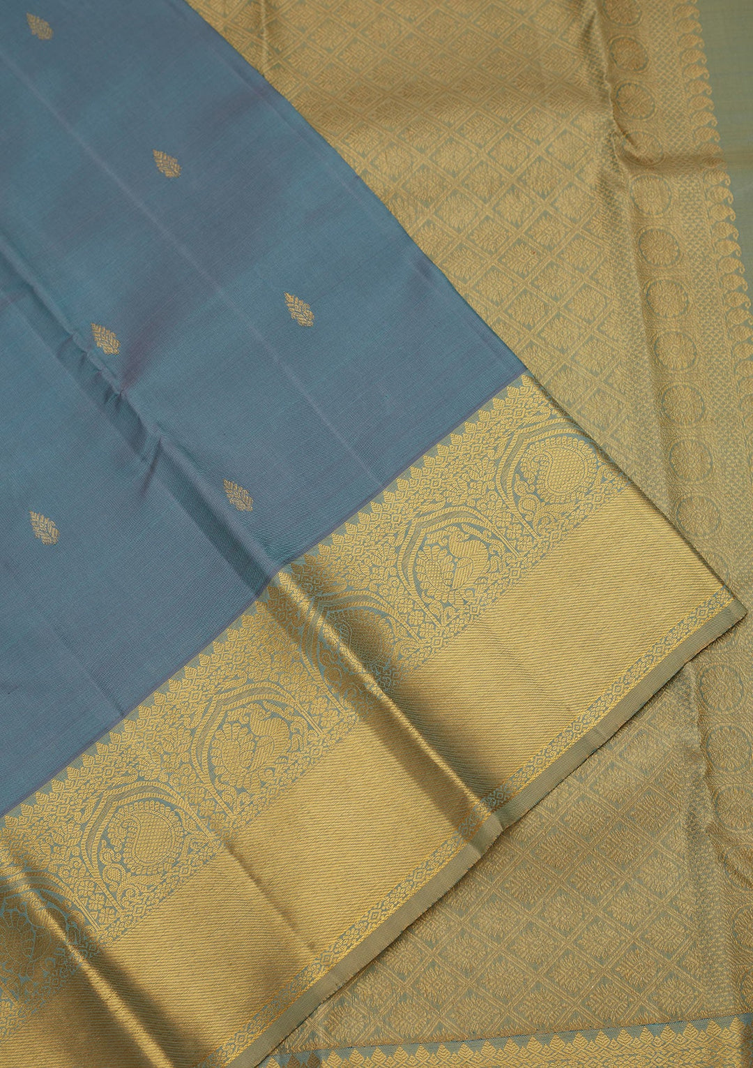 Grey Zariwork Pure Silk Saree
