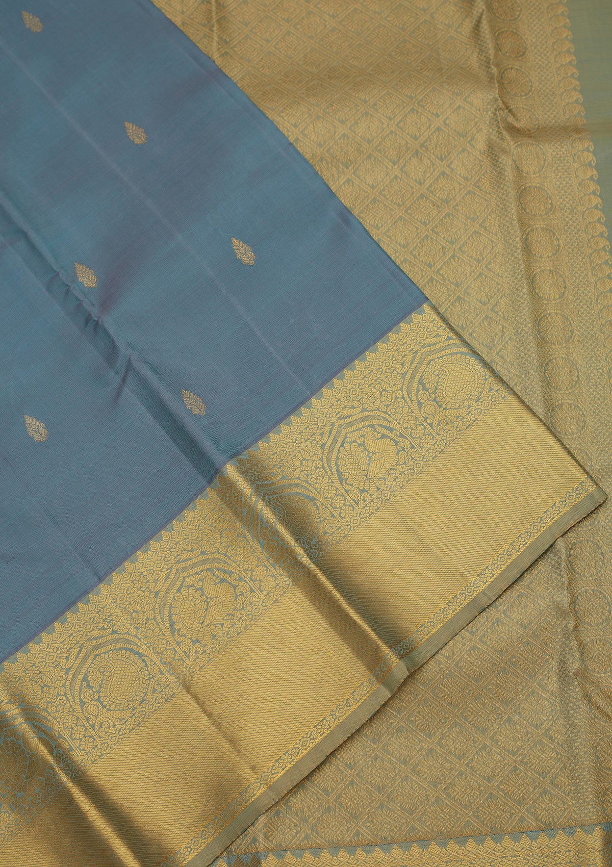 Grey Zariwork Pure Silk Saree