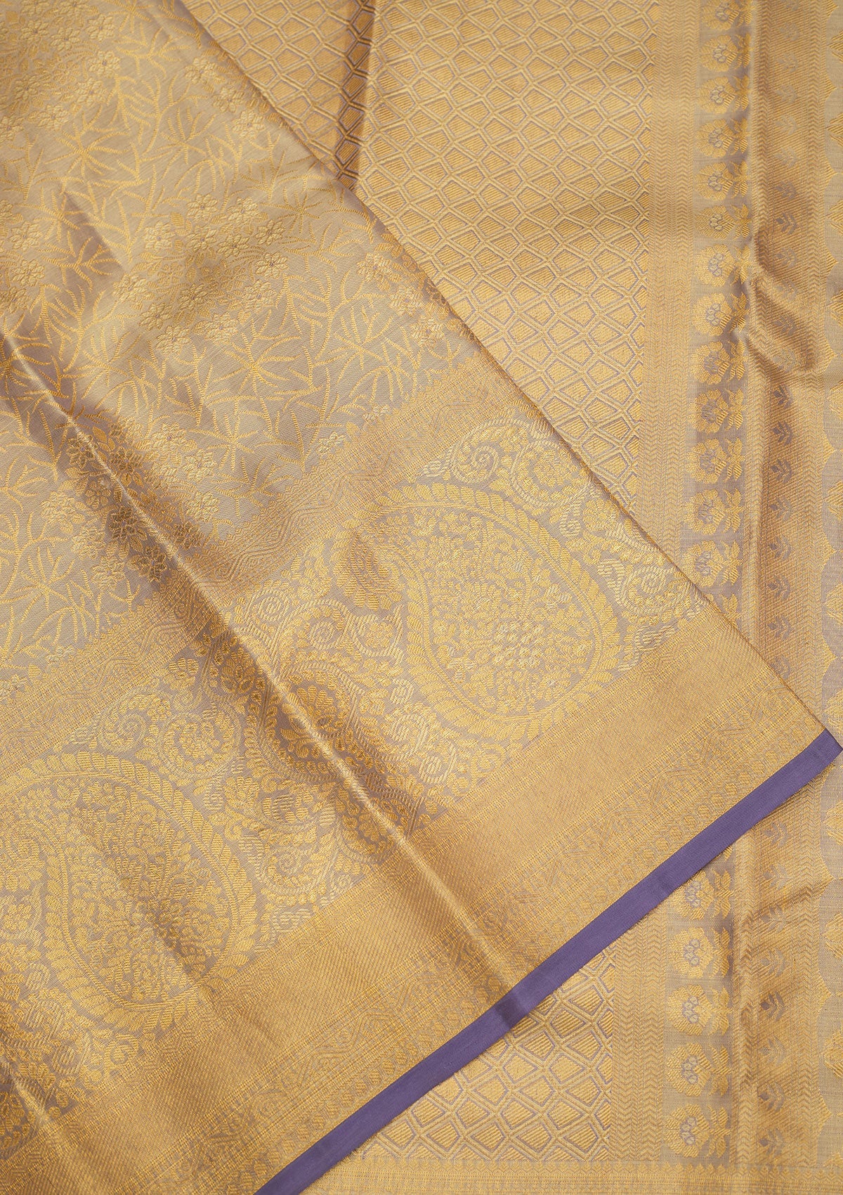 Grey Zariwork Pure Silk Saree