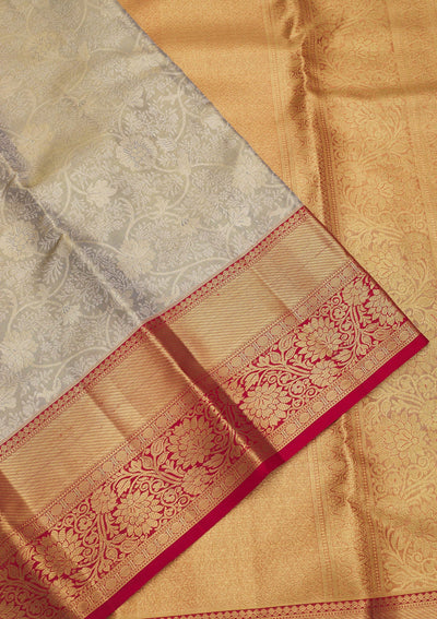 Grey Zariwork Pure Silk Saree