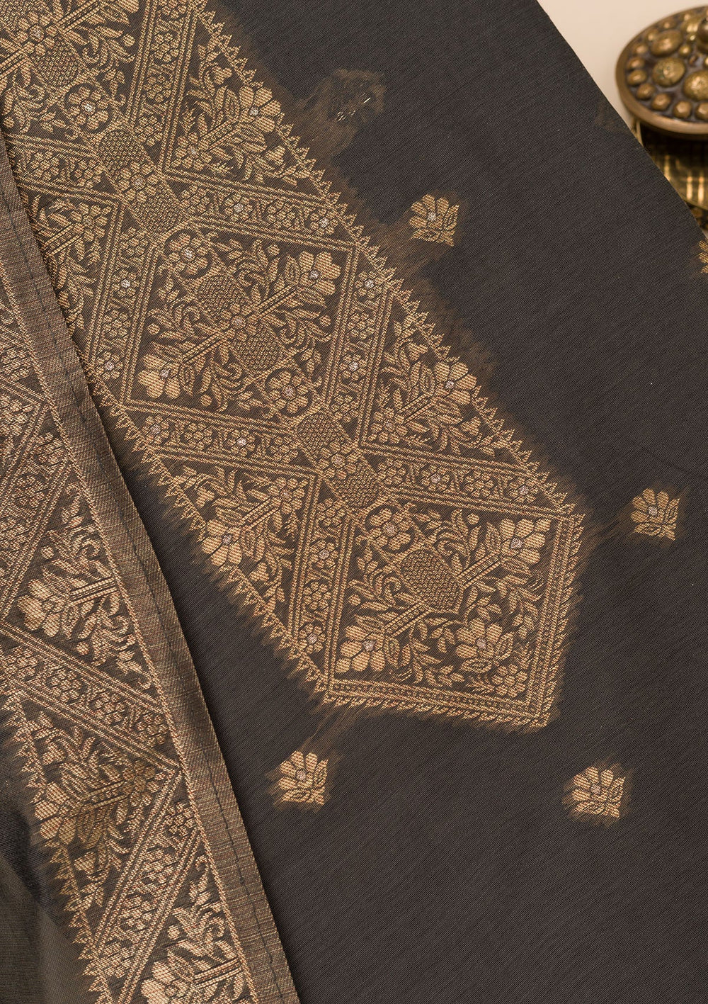 Grey Zariwork Soft Silk Unstitched Salwar Suit-Koskii