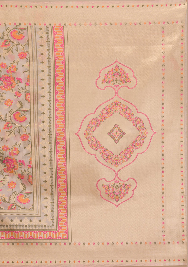 Grey Zariwork Soft Silk Saree-Koskii