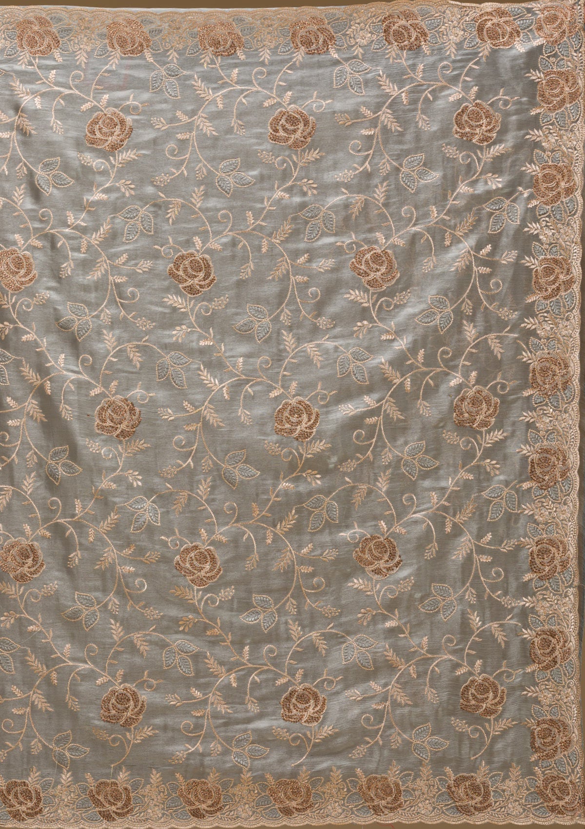 Grey Zariwork Tissue Saree