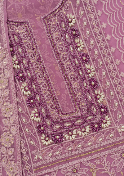 Lavender Chikankari Georgette Unstitched Salwar Suit