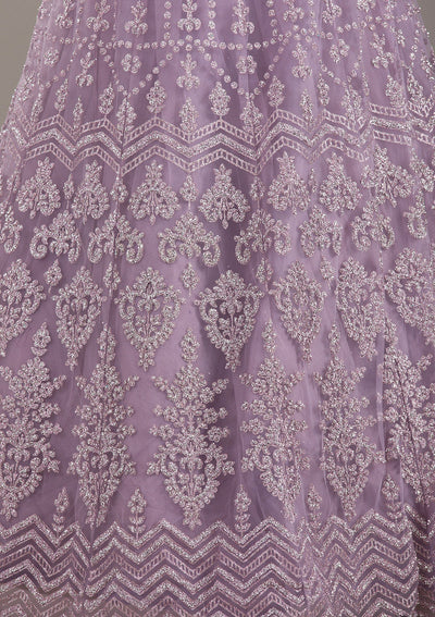 Lavender Cutdana Net Readymade Lehenga-Koskii