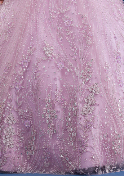 Lavender Cutdana Net Readymade Lehenga-Koskii