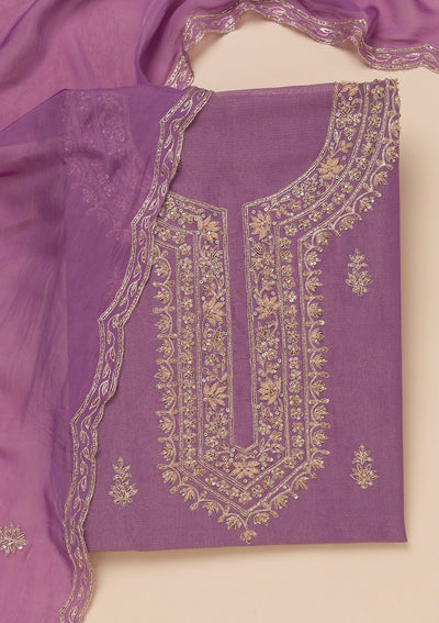 Lavender Cutdana Tissue Unstitched Salwar Suit-Koskii