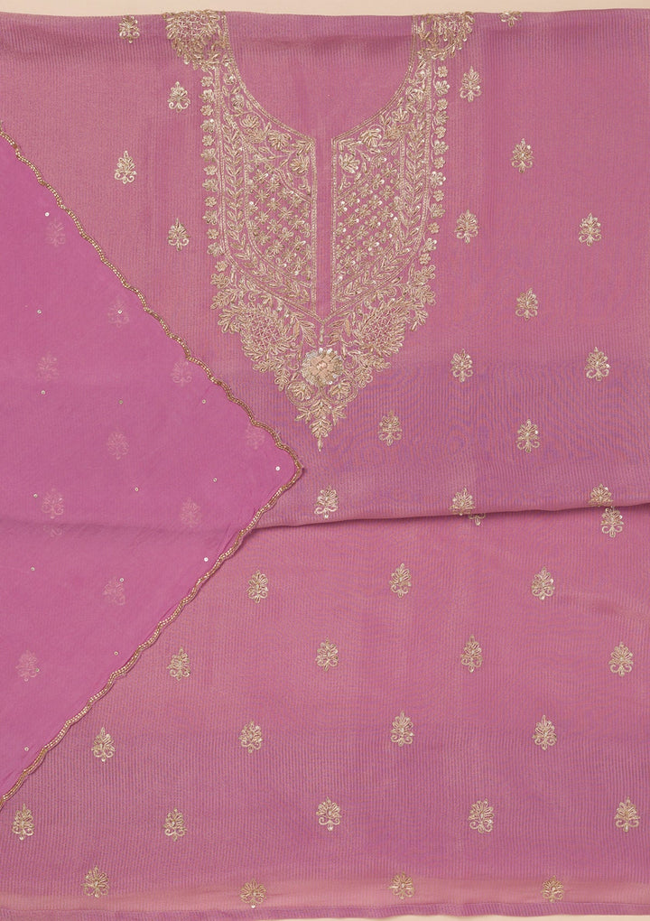 Lavender Cutdana Tissue Unstitched Salwar Suit-Koskii