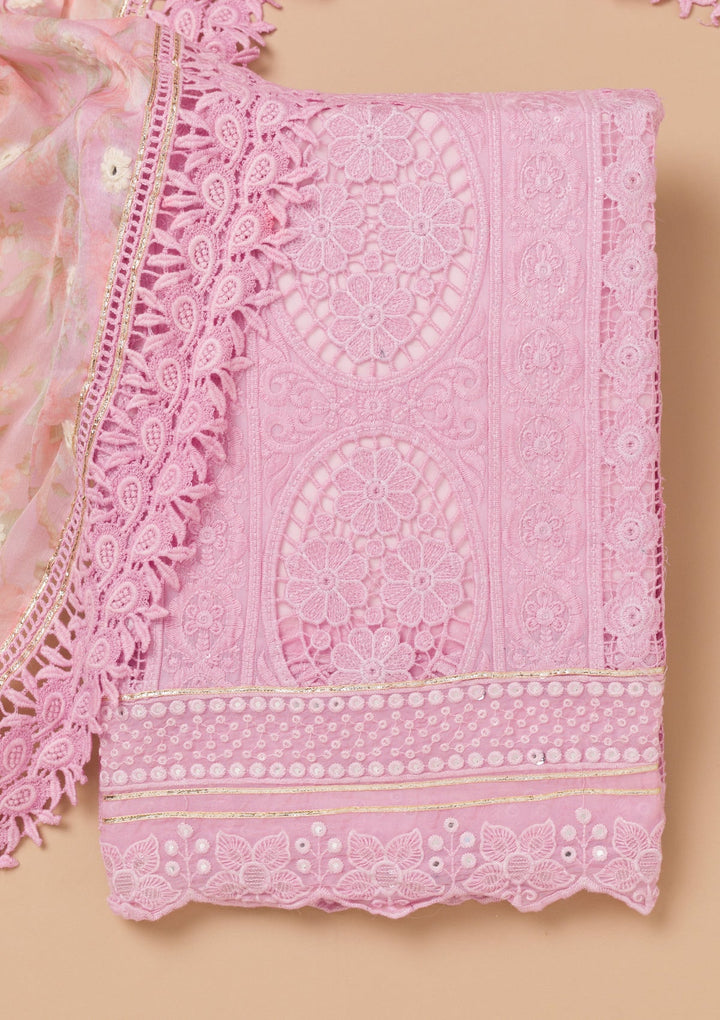 Lavender Cutwork Georgette Unstitched Salwar Kameez-Koskii