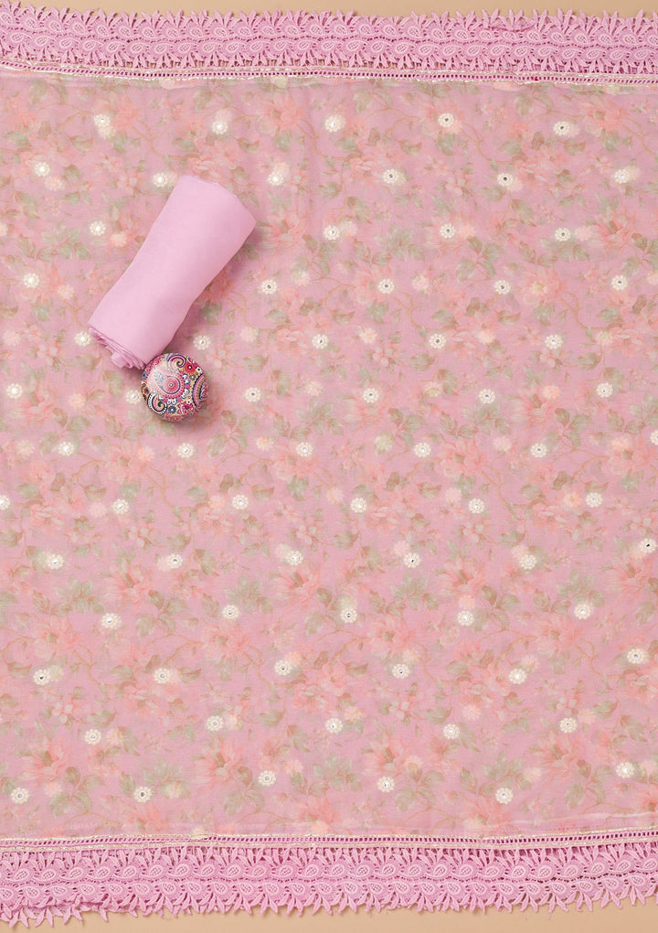 Lavender Cutwork Georgette Unstitched Salwar Kameez-Koskii