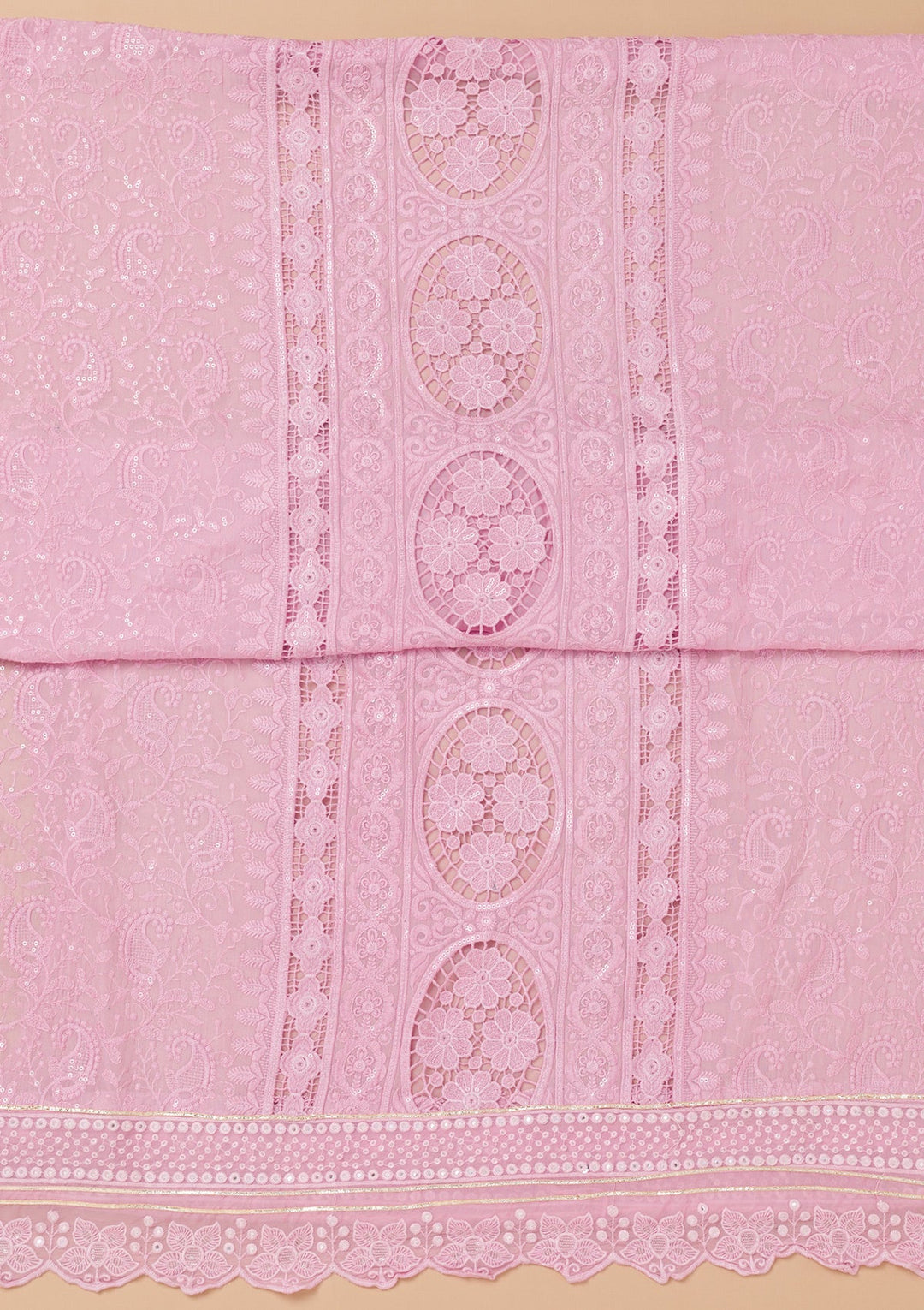 Lavender Cutwork Georgette Unstitched Salwar Kameez-Koskii