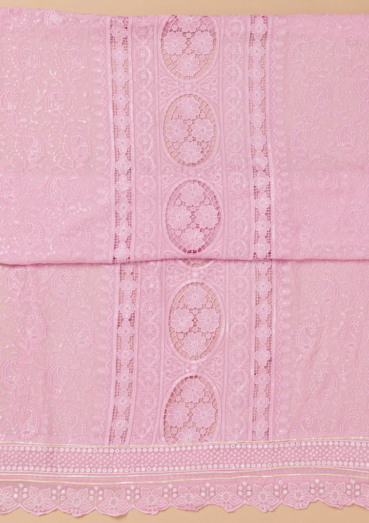 Lavender Cutwork Georgette Unstitched Salwar Kameez-Koskii