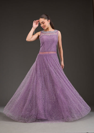 Lavender Glitter Net Gown-Koskii