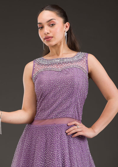 Lavender Glitter Net Gown-Koskii