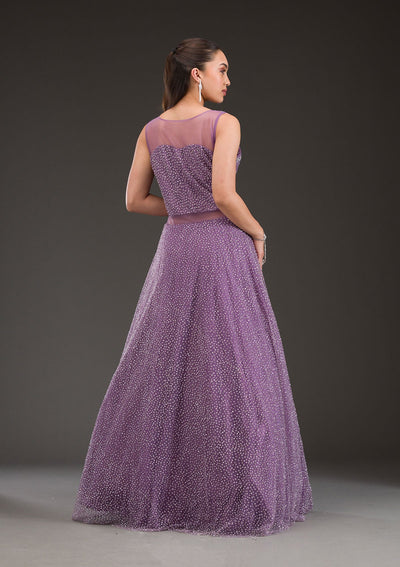 Lavender Glitter Net Gown-Koskii