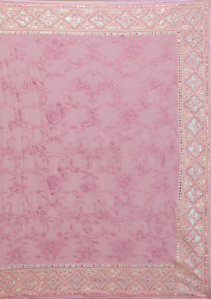 Lavender Gotapatti Chiffon Saree-Koskii