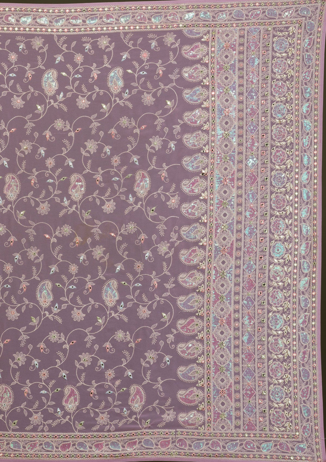 Lavender Gotapatti Chiffon Saree-Koskii