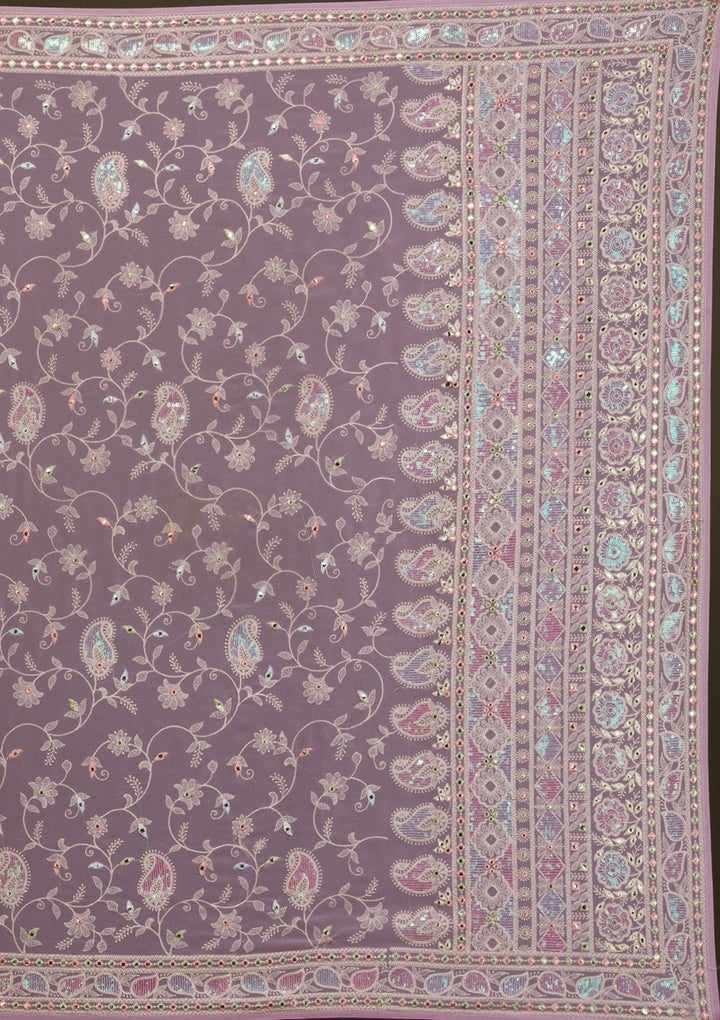 Lavender Gotapatti Chiffon Saree-Koskii