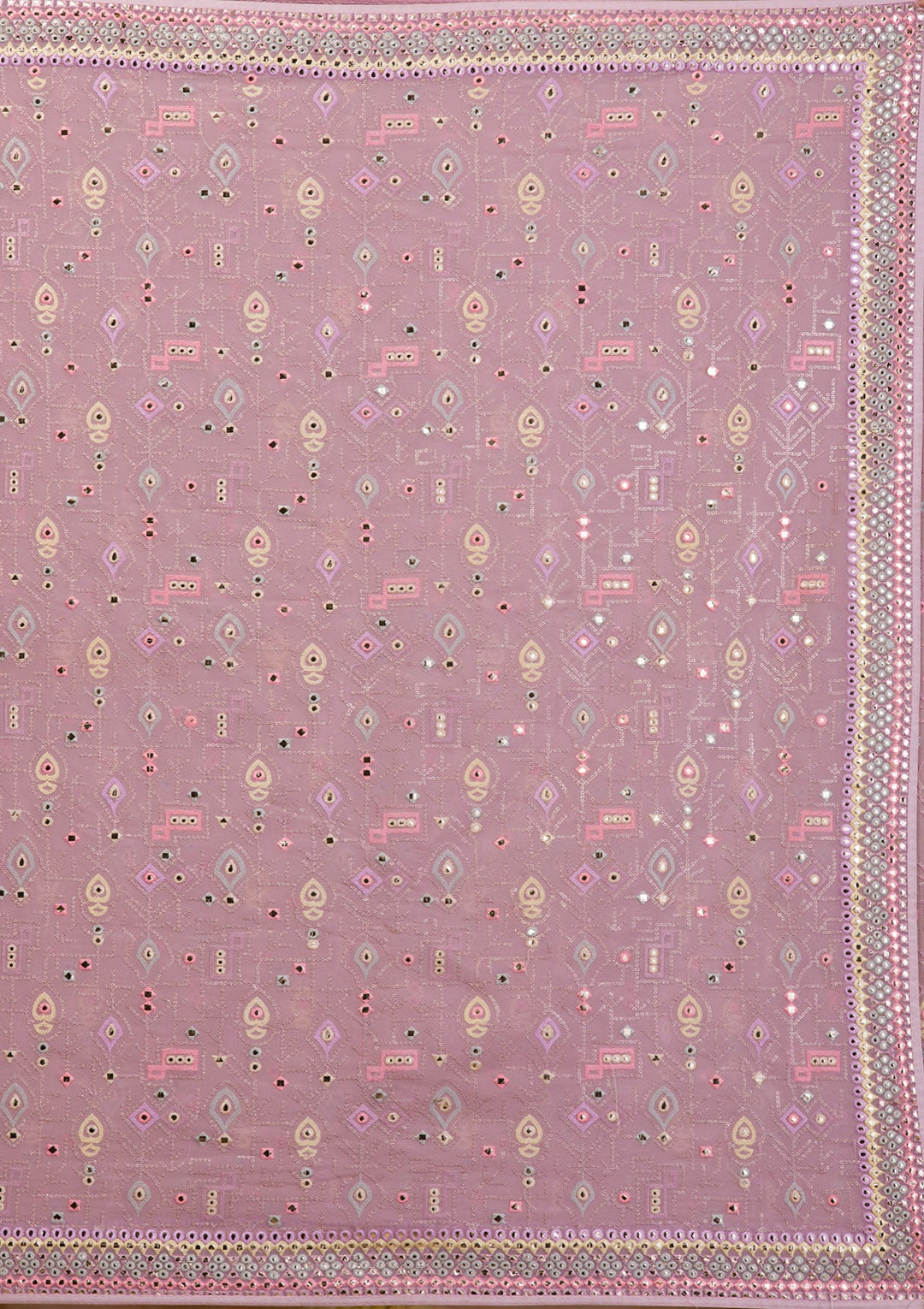 Lavender Gotapatti Geogette Saree-Koskii