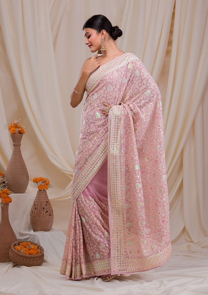 Lavender Gotapatti Georgette Saree-Koskii